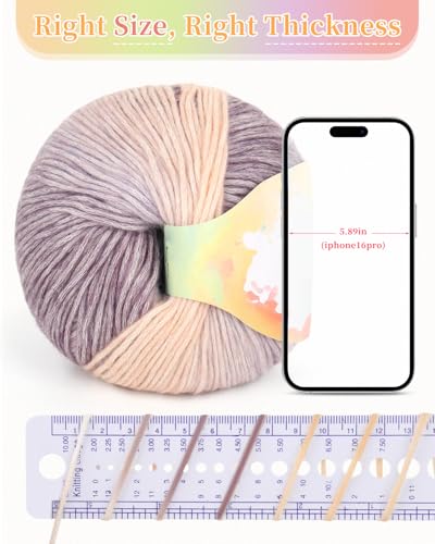 Image of Coopay Yarn for Crocheting Knitting, Gradient Cake Yarns, 2 x 3.53oz - 240yds - 50% Cotton 50% Acrylic Ombre Yarns, Crochet Yarn for Blankets, Shawls, Scarves (113 Camel Bell)