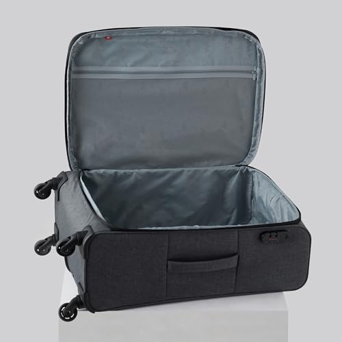 Image of Wildcraft Unisex Fabric Dalis WC 13221 Hybrid Double Spinner Suitcase Travel Bag, Dk Grey, Cabin, 59 Cm
