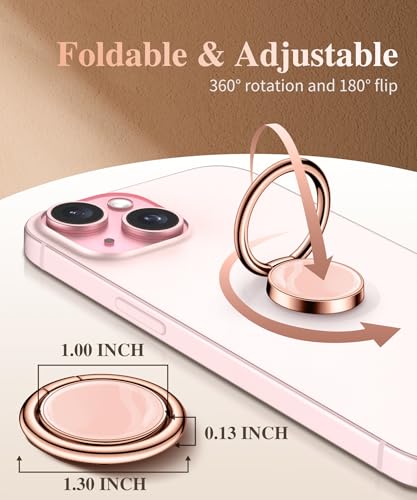 Image of GVIEWIN Marble Cell Phone Ring Holder, Metal Kickstand Grip 360 Rotation | Compatible with iPhone 17 /16 /15 /14 /Pro /Plus Series & Galaxy S26 /S25 Ultra Non-Magnetic Adhesive Phone Grip (Orange)