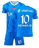 Messina Wear Neymar #10 Al Hilal Kids Soccer Kit Jersey Short Sleeve Shorts Youth Sizes (YS 6-8 Years, Blue/White Home SS)