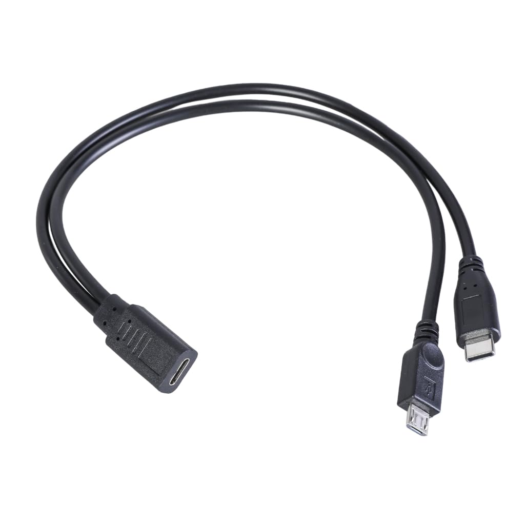 GMBYLBY USB C To MicroUSB And Type Male Splitter Charging Cable For Two Devices From 1 Port Y