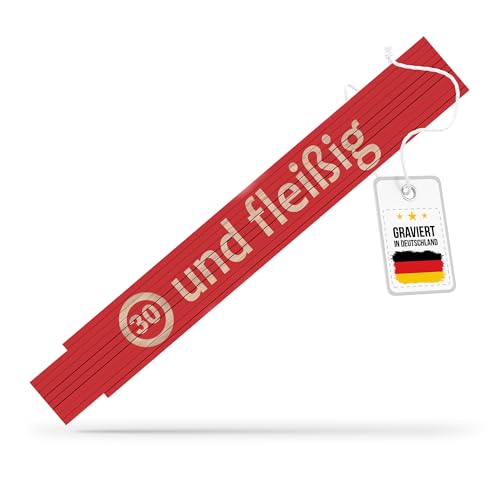 andSmile Zollstock mit Gravur - Meterstab mit Spruch 30 und fleißig - Geschenk zum 30. Geburtstag - lustige Geschenke für Männer, Frauen, Papa, Handwerker - Geburtstagsgeschenk