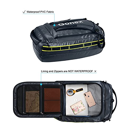 Gonex 40L Water Repellent Duffel Bag Backpack Outdoor Heavy Duty Duffle Bag with backpack straps for Hiking Camping Travelling Cycling for Men Women Dark Blue