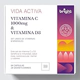Set: Vitamina C 1000 mg +Vitamina D3. Alta Dosificación. Apoya el sistema inmunológico y reduce el cansancio. 28 sachets diarios