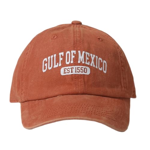 Retro Gulf of Mexico Hat Vintage Gulf of Mexico Est 1550 Baseball Cap for Men Women Orange