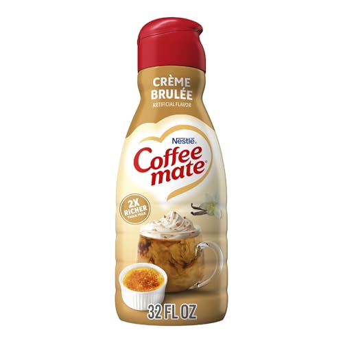 Coffee mate Crème Brulee Flavored Coffee Creamer, Non-Dairy, Gluten-Free, Liquid Creamer for Coffee, Cholesterol Free, 63 Servings