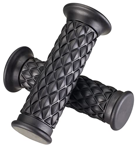 Nuoxinus Motorcycle Hand Grips With Bar End Cap, Non Slip Rubber Handlebar Thruster Grip Universal For 7/8" 22Mm 1" 24Mm Handle Bar (Black) #TOP1