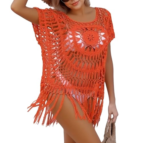 Robe de plage sexy en crochet avec franges amovibles et maille respirante