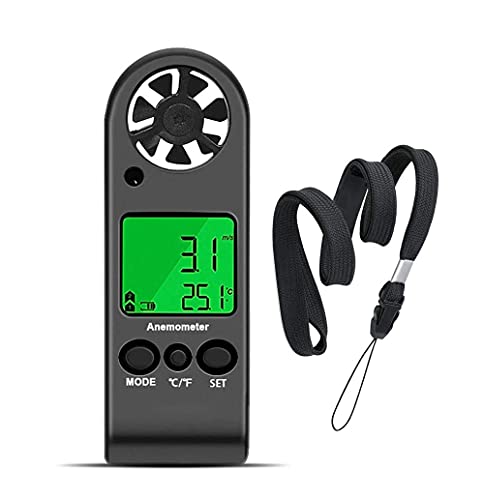 Anemómetro Digital, barómetro, anemómetro de Mano, medidor de Velocidad del Viento/Temperatura con sensación térmica, Humedad Relativa, altitud y presión barométrica.