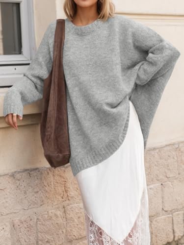 Saodimallsu Womens Oversized Tunic Sweaters Crew Neck Long Sleeve Fall Casual Slouchy Knit Pullover Tops2