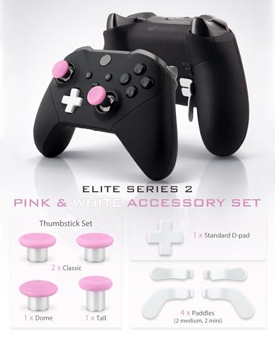 Image of Accessories for Xbox Elite Controller Series 2 Core, 9 in 1 Replacement Component Set Includes 4 Paddles, 4 Metal Thumbsticks, and 1 D-Pad (Pink)