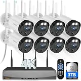 OOSSXX 4K Wireless Security Camera System Outdoor, 4-Antenna NVR 3TB HDD | Dual...