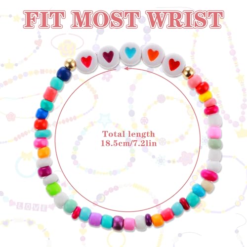 Prasacco 12 Pack Friendship Bracelets, Colorful Beads, Love Heart & Letter Beads, Motivational Bracelets for Girls Kids - Image 2