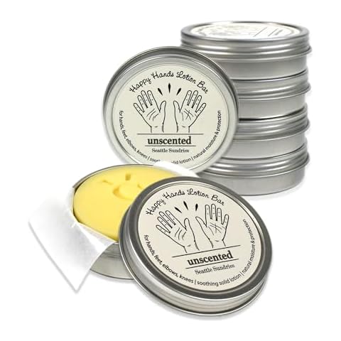 Seattle Sundries Unscented Natural Beeswax & Shea Butter 6x (1.15oz) Hand Made Solid Lotion Bars in tins- Moisturize & Protect Dry Skin - for Women & Men, Work & Home Pack Bundle Set Cover