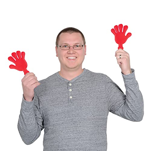 image for Beistle Red Hand Clappers – 12 Pack, Plastic Noisemakers for Parties