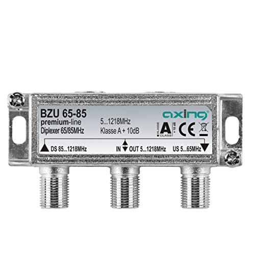 Axing BZU 65-85 Diplexer 65/85 MHz, kombiniert oder teilt Rückkanal 5-65 MHz und TV-Signal 85-1218 MHz