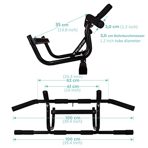 Pullup & Dip Doorway Pull-Up Bar Without Screwing And No Slipping, Professional Door Frame Chin-Up Bar With Pull-Up Band, Padded Handles + Ebook, Up To 240 Lbs #TOP7