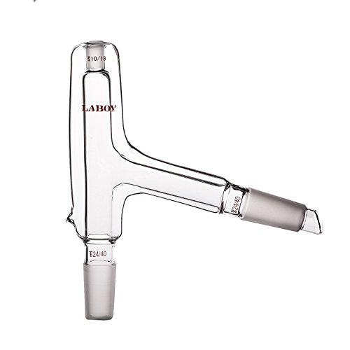 Laboy Glass 3 Way Thermometer Adapter Vacuum Jacked Distillation Adapter With 24/40 & 10/18 Joints #TOP18