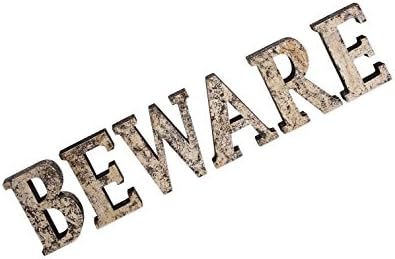 Bethany Lowe Letrero de cuidado metálico plateado