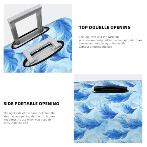 Luggage Cover Protector - Blue Feather 1 Print Fit 25-28 Inch Suitcase Covers for Luggage4