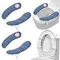 HADEEONG Toilet Seat Cover Bathroom Toilet Seat Cushion Toilet Seat Warmer with Handle, Washable and Reusable Toilet Seat Pads for Winter, Fits All Toilet Seats, 2 Pairs, Blue