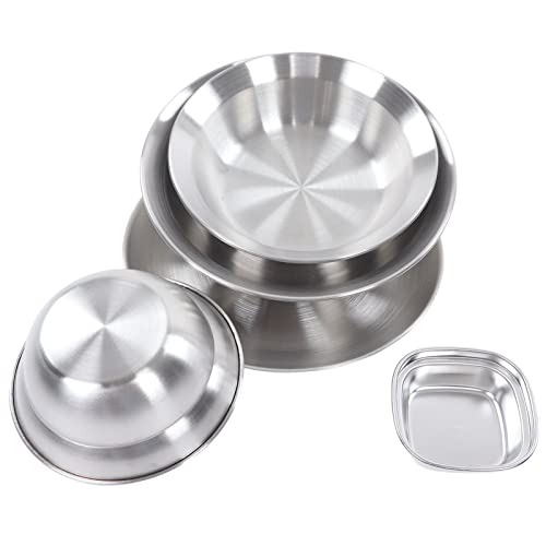 yaogohua Tableware Set of 12, Barbecue Large and Small Bowls, Camping Deep and Shallow Plates, with Fruit Knife, Picnic