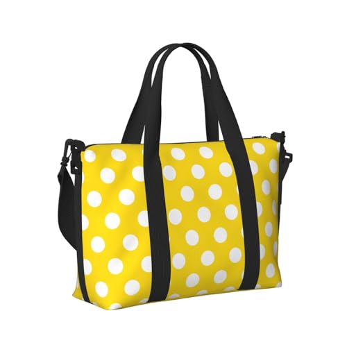 Laptop Tote Bag for Women Work - Yellow Polka Dot Print (a) Weekender Overnight Bags for Women Travel, Gym Duffle Bag for Men, Personal Item Crossbody Travel Bags for Men Carry On