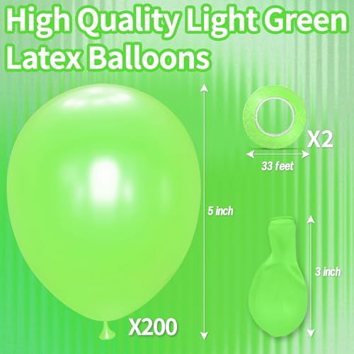 Image of 200pcs Light Green Balloons 5 Inch, Small Mini Latex Balloons for Party Birthday Baby Shower Anniversary Festival Arch Garland Decoration