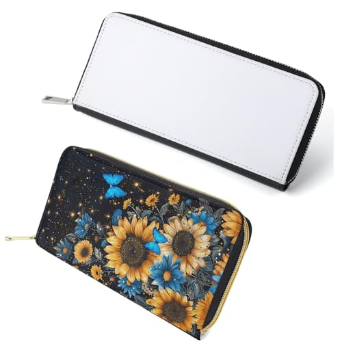 Limitronix 5 Pieces Sublimation Blank Fashion Women Zip Around Long Wallet Diy Heat Transfer Print PU Leather Phone Clutch Travel Card Holder Purse For Women Girls Gift