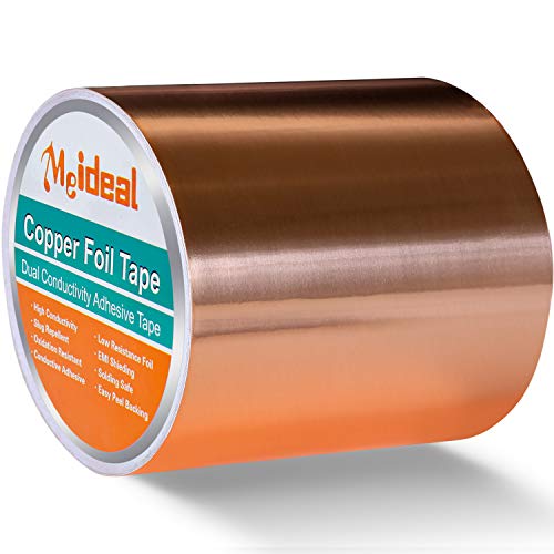 Copper Foil Tape (4inch X 33 FT) with Double-Sided Conductive Adhesive Copper Tape for Guitar & EMI Shielding, DIY Crafts, Stained Glass, Garden, Paper Circuits, Electrical Repairs, Grounding