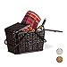 Relaxdays Cestino da Picnic con Coperchio, Intrecciato, Fodera in Tessuto, Manici, Cesto per Spesa, Fatto A Mano, Rattan, Marrone Cioccolato