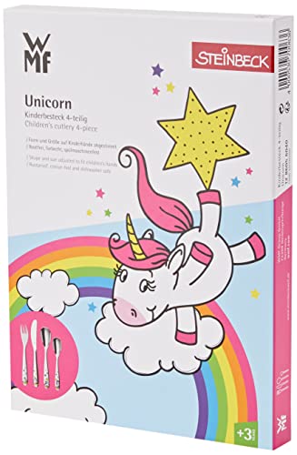Foto von WMF Einhorn Kinderbesteck Set 4-teilig, Kinderbesteck Edelstahl, Besteck Kinder 3-9 Jahre, Cromargan poliert, spülmaschinengeeignet