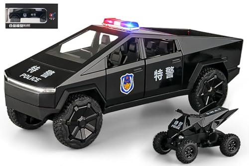 Image of 1:24 Scale Exclusive Alloy Metal Pull Back Die-cast Car Scale Model with Sound Light Mini Auto Toy for Kids Metal Model Toy Car with Sound and Light?(Tesla -Police CAR -Multicolor)