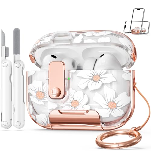 Polislime Apple AirPod Pro 3 �P�[�X 2025 ���b�N�t���A�N���A TPU �t���[���� AirPod Pro 3����P�[�X�J�o�[ �����p �K�[���[ iPod Pro 3�P�[�X �L�[�`�F�[��&�N���[�i�[�L�b�g�t�� - �z���C�g �z