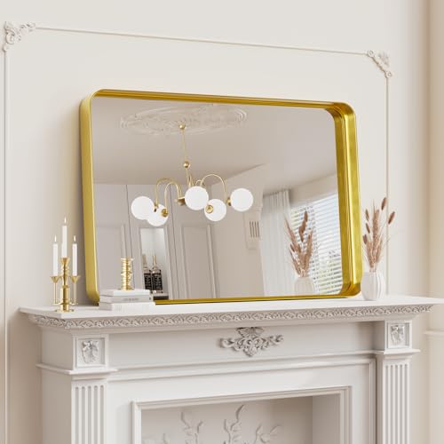 Image of Koonmi Gold Bathroom Mirror, 24x35 Shatterproof Wall Vanity Mirror