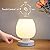 Touch Bedside Table Lamp - Small Lamp for Bedroom with USB C+A Charging Ports 3 Way Dimmable, Nightstand Desk lamp with White Opal Glass Lamp Shade Warm LED Bulb Included, Simple Design Gifts