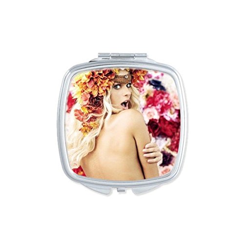 Miroir compact à la main cadeau mignon fille fleurs décorées