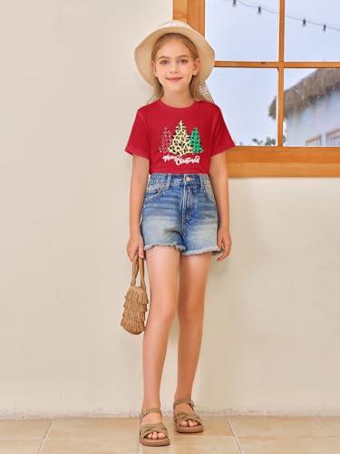Image of Girls Short Sleeve T Shirts Kids Summer Tops Crewneck Tees 5-14 Years