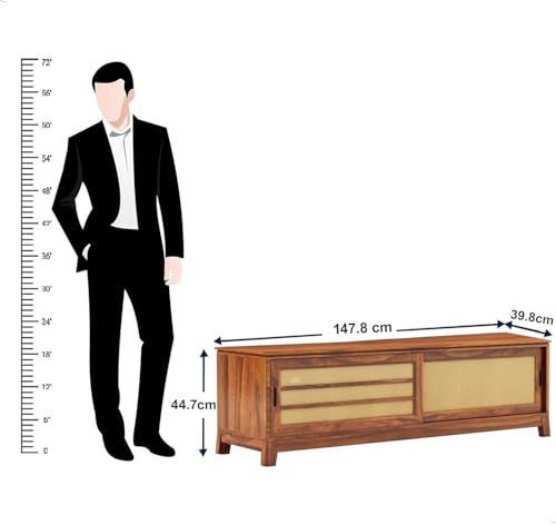Image of Solid Rosewood Sheehsam TV Entertainment Unit| TV Stand Table| Sideboard Cabinet| Wooen TV Cabinet with Storage for Living Room & Office -Teak1