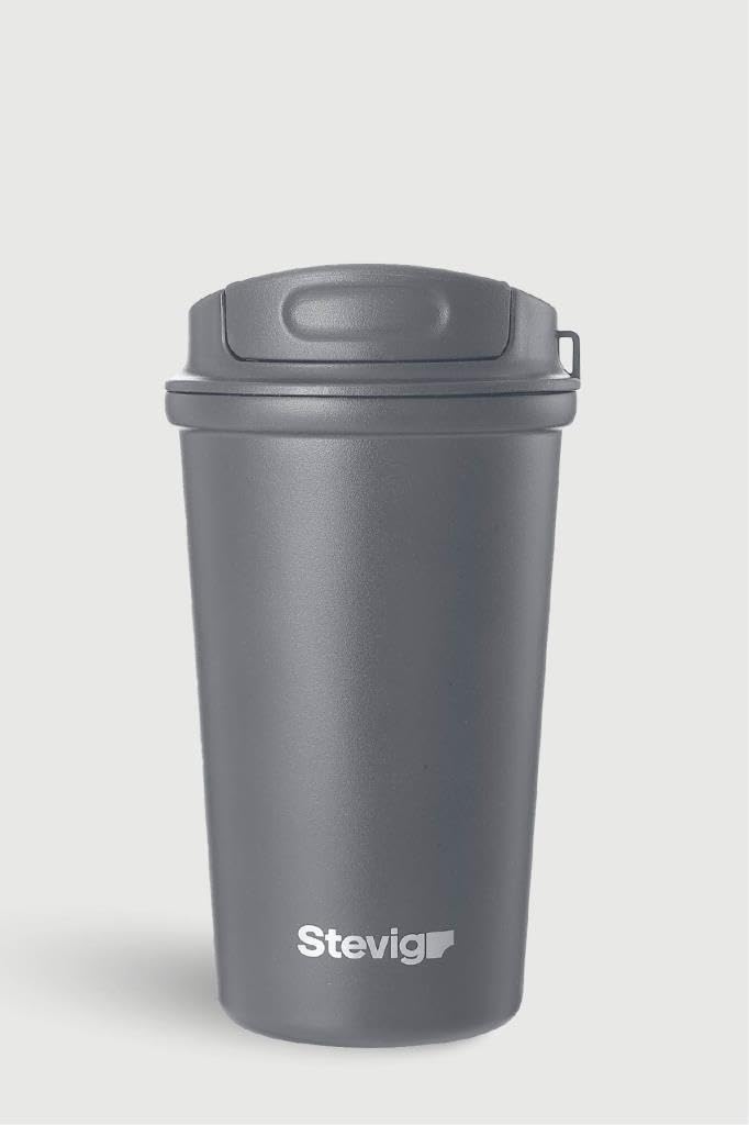 4 Work Flip Open Coffee Mug Çelik Termos 400 ML Grey ST-251