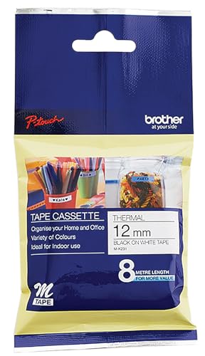Brother Genuine MK231 Black on White Non-Laminated Tape for P-Touch Label Makers, 12 mm Wide x 8 m Long image 4
