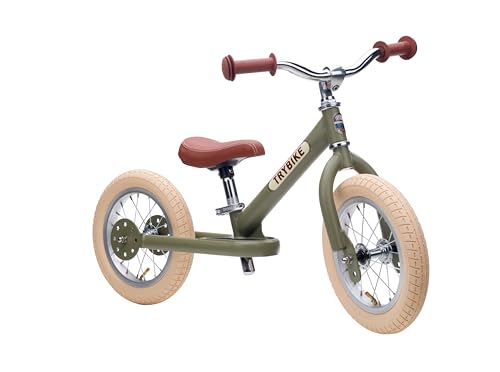 Trybike de acero verde vintage con diseño retro premium de dos ruedas