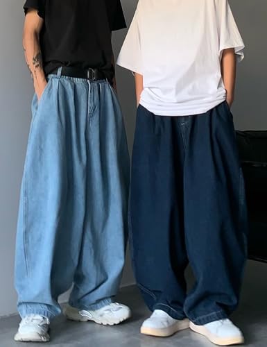 Y2k Baggy Skater Jeans Men Wide Leg Vintage Plain Pants Loose Fit Oversized Denim Jeans Streetwear4