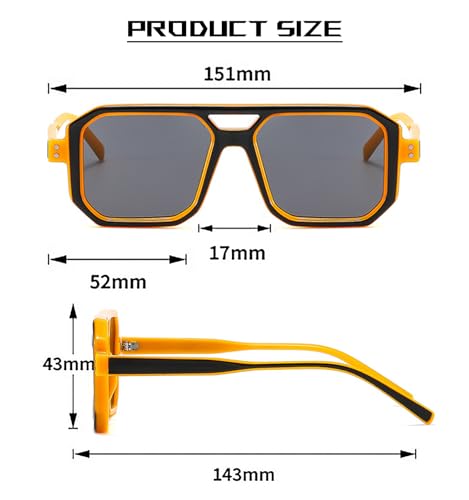 HYLLE Vintage Square 70s Flat Aviator Sunglasses Women Men Classic Retro Stylish Frame UV400 Sunglasses3