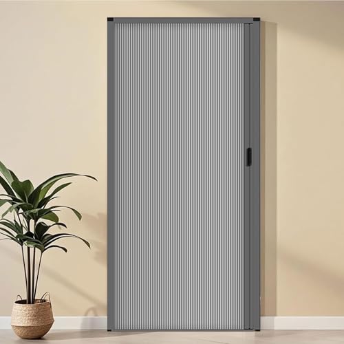 yurstcggh Puerta Plegable Acordeón Interiores,Puerta Corredera 120/100/80/70cm ancho,con Manija,Sin Perforaciones,Diseño Plegable Que Ahorra Espacio,para Armario De Cocina En Ático 90×200cm Gris