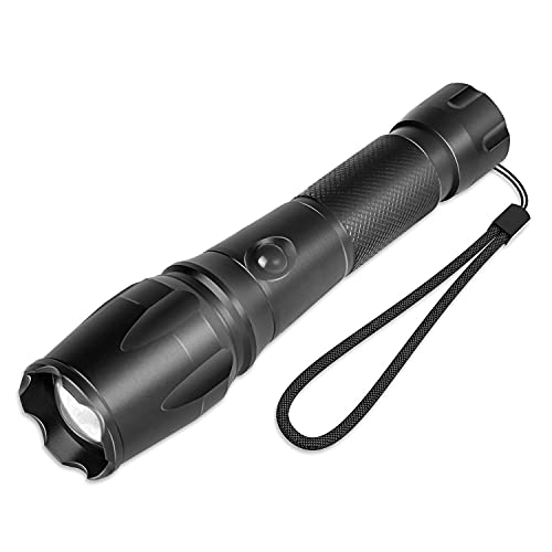 LED Torch 1200 Lumens, Tactical Torches Super Bright Large Flashlight, Strong Torches Battery Powered, Waterproof Torch with 5 Modes and Adjustable Focus for Camping, Hiking, Outdoor