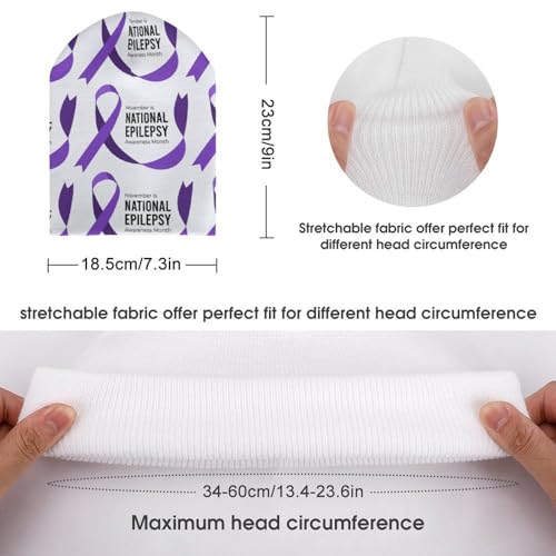 Epilepsy Awareness Month Purple Ribbon Kids Beanie Hat for for Girls Boys Children Cap Winter Knitted Chemo Cancer Headwear Accessories Gifts Decoration2