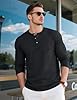 MAGCOMSEN Mens Long Sleeve Tshirt Henley Cotton Shirts Breathable Button Down Basic Tops Moisture Wicking Casual Tee with Pocket,Black,3XL #3