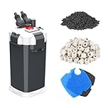 fishkeeper 225GPH Canister Filter, 3-Stage Filtration Aquarium Filter with Quartz Balls and Filter Cotton, Ultra-Quiet External Aquarium Canister Filter for Freshwater and Saltwater up to 65 Gal (18W)
