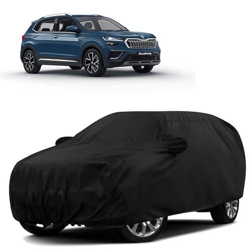 Image of Sulfar 100% Water Resistant Car Body Cover Compatible with Mirror for Skoda Kushaq (Triple Stitched, Full Bottom Elastic, Black)